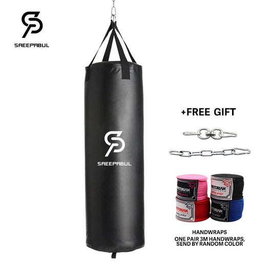 Empty Professional Boxing bag (Free hook, Carabiner and 3m Hand wraps included)